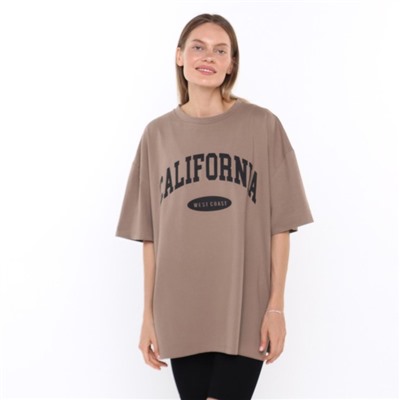 Футболка женская Little Secret, коричневая, размер оверсайз (42-46)