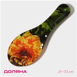 Подставка под ложку Доляна «Хризантема», 21×7,5×1,4 см, стекло
