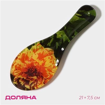 Подставка под ложку Доляна «Хризантема», 21×7,5×1,4 см, стекло