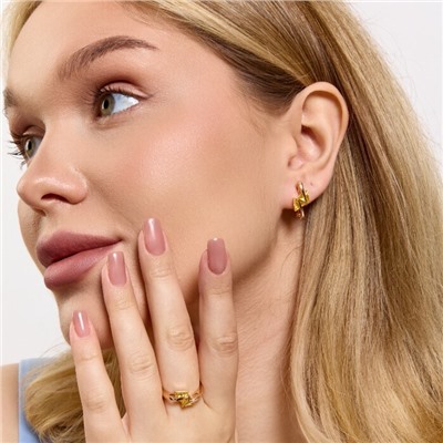 Комплект ювелирной бижутерии коллекция "Дубай" серьги и кольцо 20 р, покрытие позолота, вставка: фианиты, цвет: желтый, арт.314.998-20