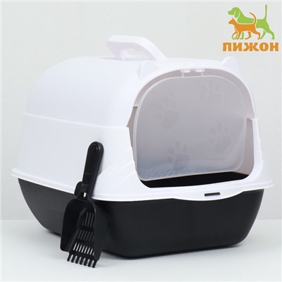 Туалет-домик, 35×50×35 см, пластик, белый, чёрный