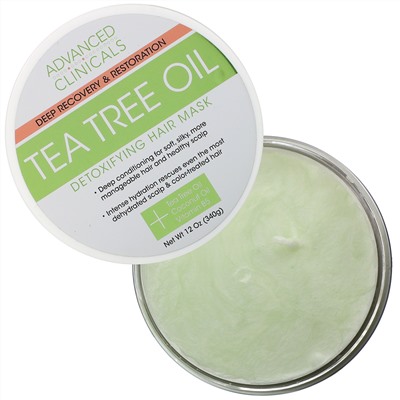 Advanced Clinicals, Tea Tree Oil, Detoxifying Hair Mask, 12 oz (340 g)