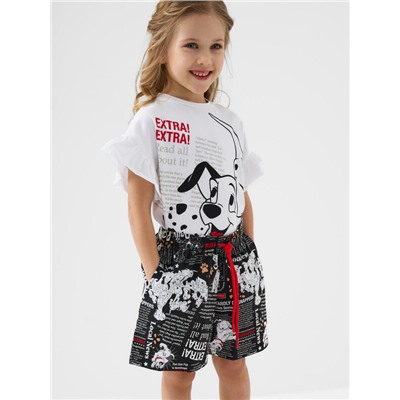 Комплект для девочек: джемпер трикотажный (футболка), шорты текстильные