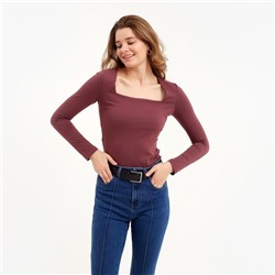 Лонгслив женский MINAKU: Basic line, бордовый, размер 44