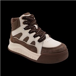 Кроссовки высокие из натуральной кожи MS-S294 коричневые