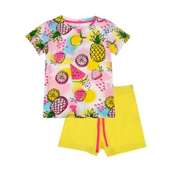 Комплект трикотажный для девочек: фуфайка (футболка), шорты