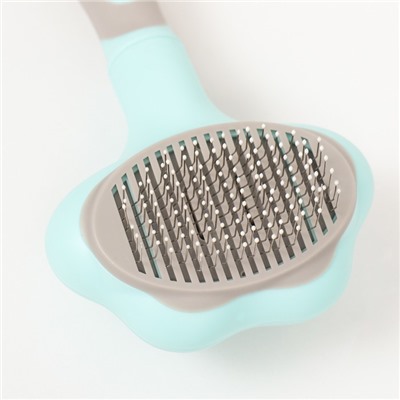 Пуходёрка пластиковая с функцией самоочистки, 9×18.5 см, бирюзовая