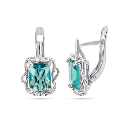 Серьги из серебра параиба кварц, СПН02205