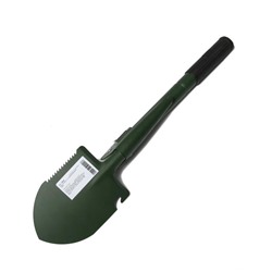 Лопата туристическая, L = 41 см, складная, пилка, металлический черенок с прорезиненной рукоятью, Greengo