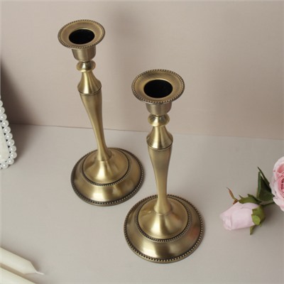 Подсвечник 2 штуки набор бронза 25 см / 6301S /уп 30/