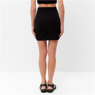 Юбка мини со сборкой женская MINAKU: Casual Collection, чёрная, размер 48