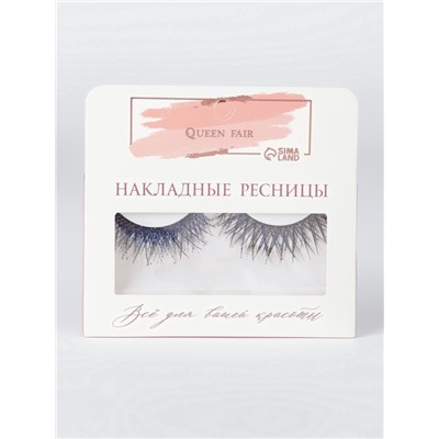 Ресницы накладные «Сияй», с блёстками, 14 мм, без клея, голубые