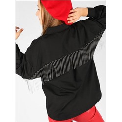 Блузка-рубашка с цепочками SP1018 (Черный)