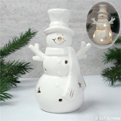 Фигурка Снеговик с подсветкой 14 см новогодний / YZ23673 /уп 48/LED