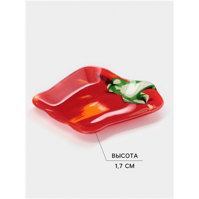 Блюдо сервировочное Доляна «Перчик», 16×15 см стекло, красное