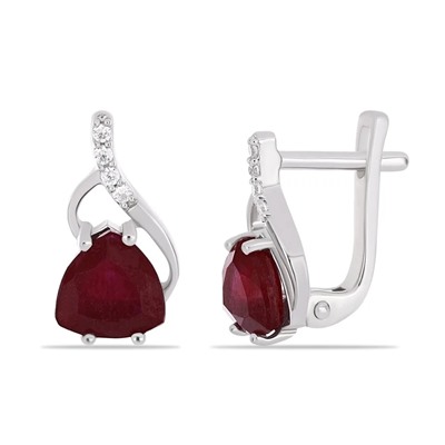 Серьги, 2 рубин корунд круг 7 мм/3.42 ct, Жюли