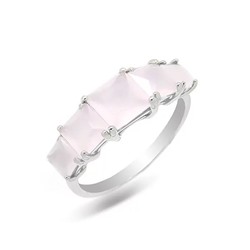 Кольцо из серебра розовый кварц, МЦВ993