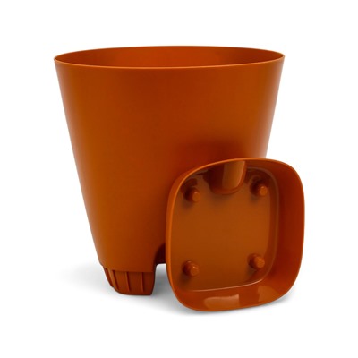 Горшок для цветов «Гранд», 4 л, d=19 см, h=20 см, пластиковый, с прикорневым поливом, коричневый