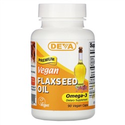 Deva, Premium Vegan Flaxseed Oil, 90 Vegan Caps