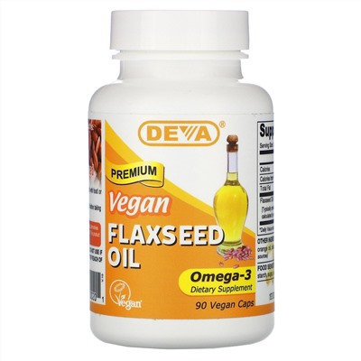 Deva, Premium Vegan Flaxseed Oil, 90 Vegan Caps