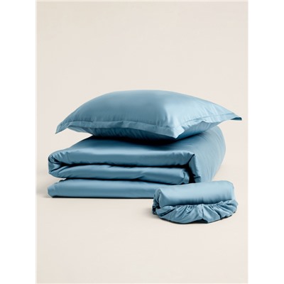 Простыня на резинке 1.5-спальная SL Home Tencel, 160×200+30 см, серо-голубая, тенсель