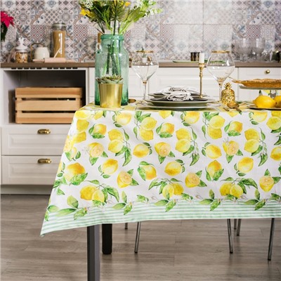 Скатерть «Этель» Лимоны 110×147 см, 100% хлопок, репс 190 г/м²