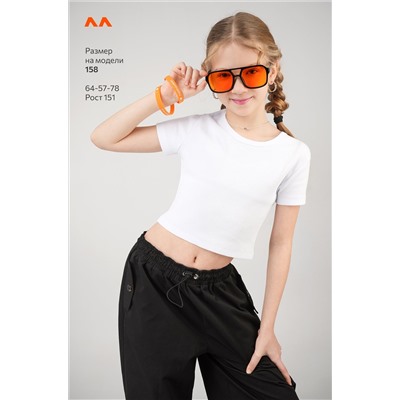 Укороченная футболка в рубчик для девочки Happyfox