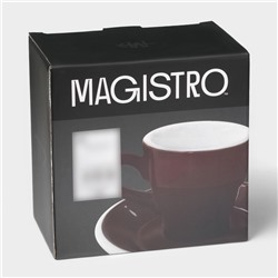 Кофейная пара Magistro Coffee time, 2 предмета: чашка 280 мл, блюдце d=15.5 см, фарфор, коричневая