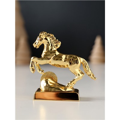 Фигурка металл «Лошадь» с монеткой и пожеланием «Здоровья», 6×2.5×6 см