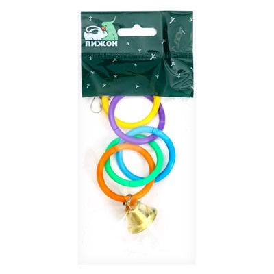 Игрушка для птиц «Разноцветные кольца», пластик, разноцветная