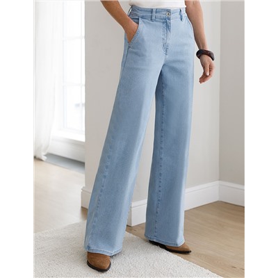 Прямые джинсы из эластичного плотного денима