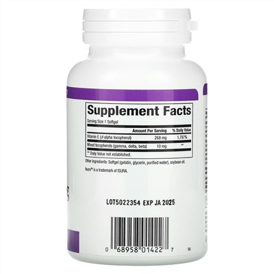 Natural Factors, Комплекс витамина Е, 400 МЕ, 180 желатиновых капсул