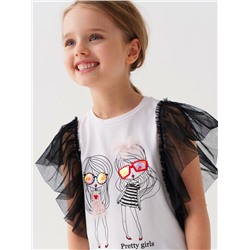 Комплект трикотажный для девочек: джемпер (футболка), брюки (легинсы укороченные)