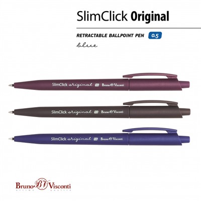 Ручка автоматическая шариковая 0.5мм "SlimClick.ORIGINAL" синяя 20-0075 Bruno Visconti