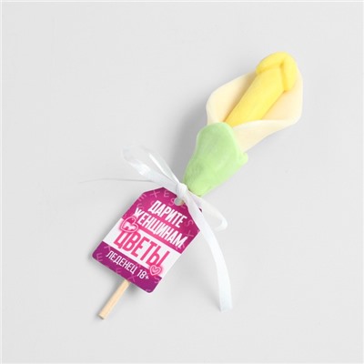 Леденец на палочке «Дарите женщинам цветы», вкус: пломбир, 18 +
