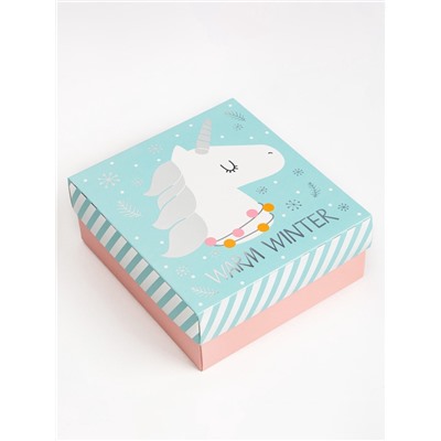 Новогодний подарочный набор термос и носки 3 пары KAFTAN «Единорог», размер 36-39