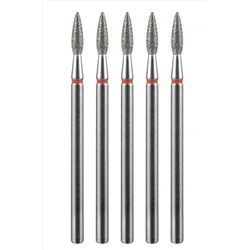 Manita Professional Фреза алмазная пламя острое для аппаратного маникюра 856.104.243.080.023 ФАП-2.3-8М, красная насечка, ø 2,3 мм, 5 шт. KRISTALLER, 1231185