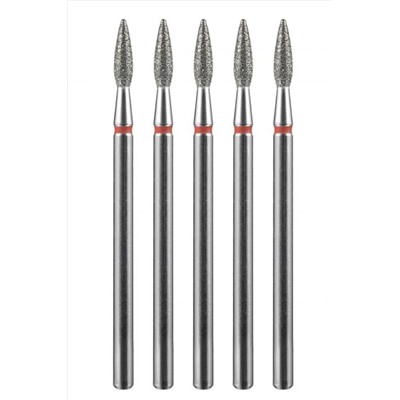 Manita Professional Фреза алмазная пламя острое для аппаратного маникюра 856.104.243.080.023 ФАП-2.3-8М, красная насечка, ø 2,3 мм, 5 шт. KRISTALLER, 1231185