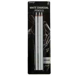 Карандаши угольные, белые, 3 шт. в наборе, средние