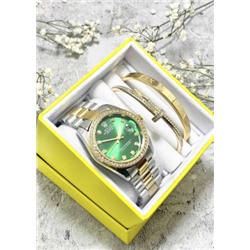 Подарочный набор для женщин часы, 2 браслета + коробка #22852982