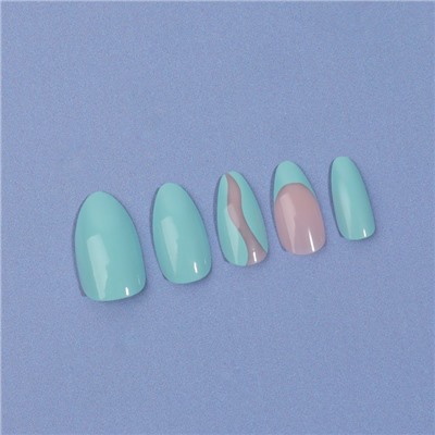 Накладные ногти «Freshness», 24 шт., с клеевыми пластинами, форма миндаль, голубые, розовые