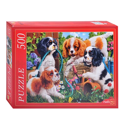 Пазлы 500 "Щенки спаниеля"
