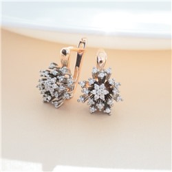 Серьги цветы ювелирная бижутерия коллекция "Дубай", покрытие позолота, вставка: фианиты, цвет: прозрачный, арт.213.577