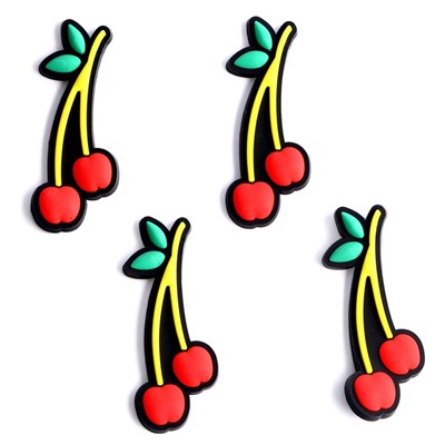 Декор силикон «Вишня» набор 4 шт., размер 1 шт. — 2×6×0.3 см, клеевые подушечки