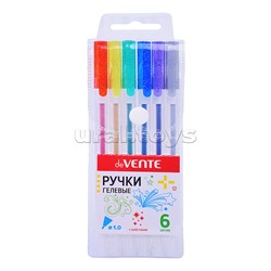 Набор ручек гелевых "Hit Glitter" 6 цветов с блестками, d=1 мм, прозрачно-матовый корпус.