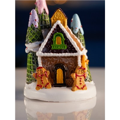 Светодиодная фигура «Дом печеньки», 10×7 см, 4 LED, от батареек, свечение тёплое белое