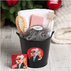 Новогодний подарочный набор «Этель, С НГ, детка», 5 предметов, полотенце 30×60 см, мочалка, расчёска