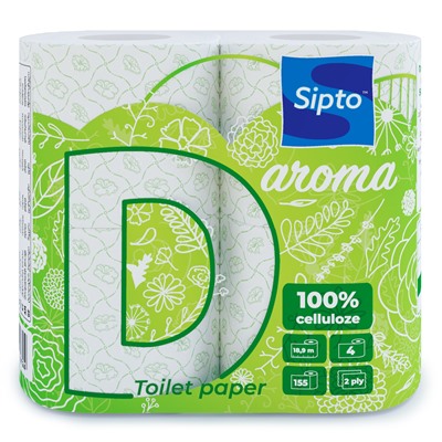 Sipto Aroma Бумага туалетная 2хслойная 170листов 1х4рулона Цветы Луговые белая