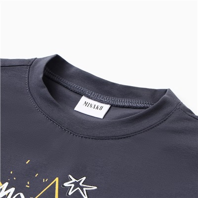 Футболка детская MINAKU: Exclusive print, графитовая, рост 110 см