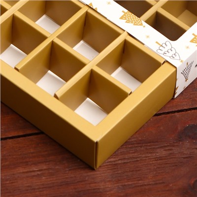 Коробка под 16 конфет «Новогодняя», 17.5×17.5×3.5 см